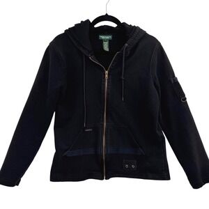 Vintage Y2K Lauren Jeans Co. Hooded Sweatshirt Black Gold Small Cotton
